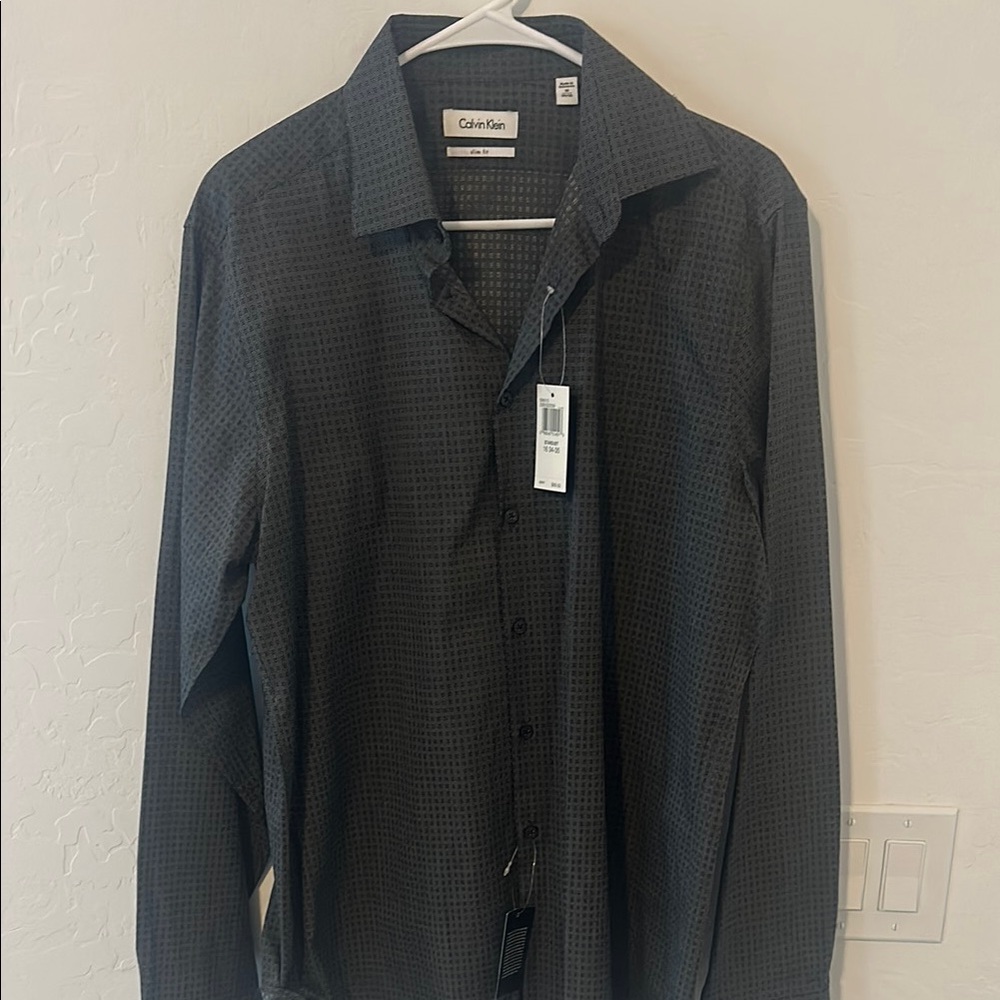 Calvin Klein Black Dress Shirt Professional Cotton Blend